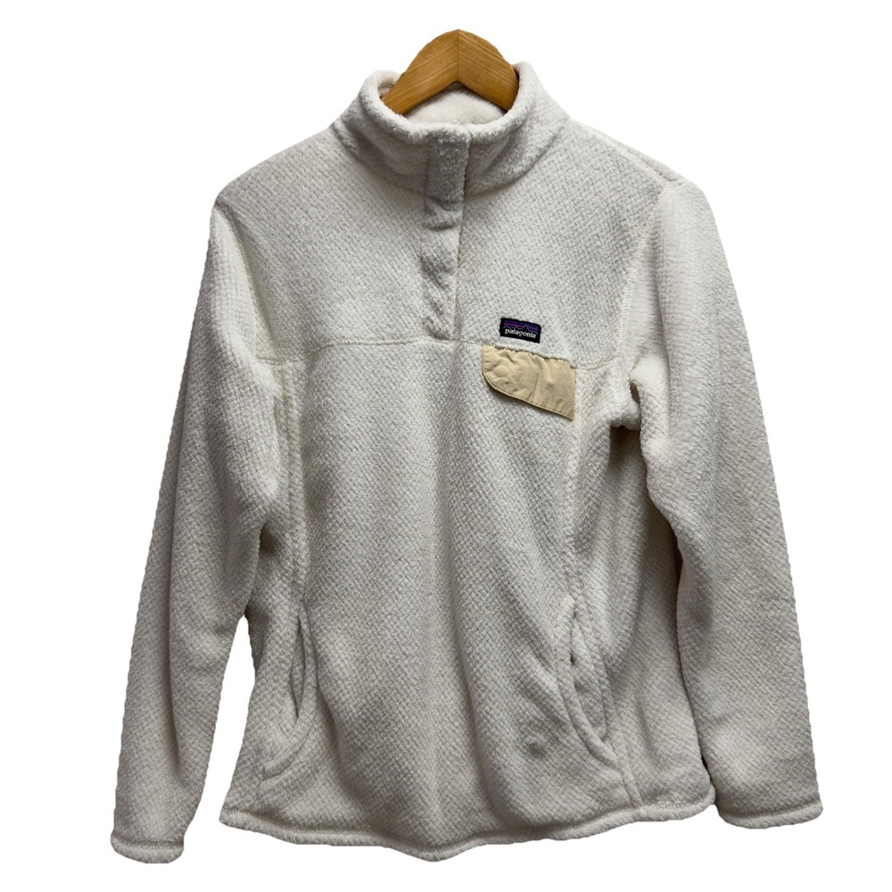 Patagonia Girls XXL Re-Tool Snap T Soft Teddy White Fleece Fluffy Sweater Jacket